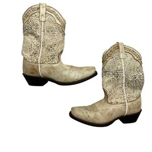 Laredo 51141 Western Cowgirl Boots Womens 8 M Cream Brown Leopard Print Leather